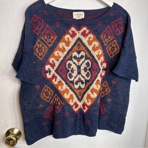 Denim & supply Ralph Lauren cotton and linen blend southwestern knit top